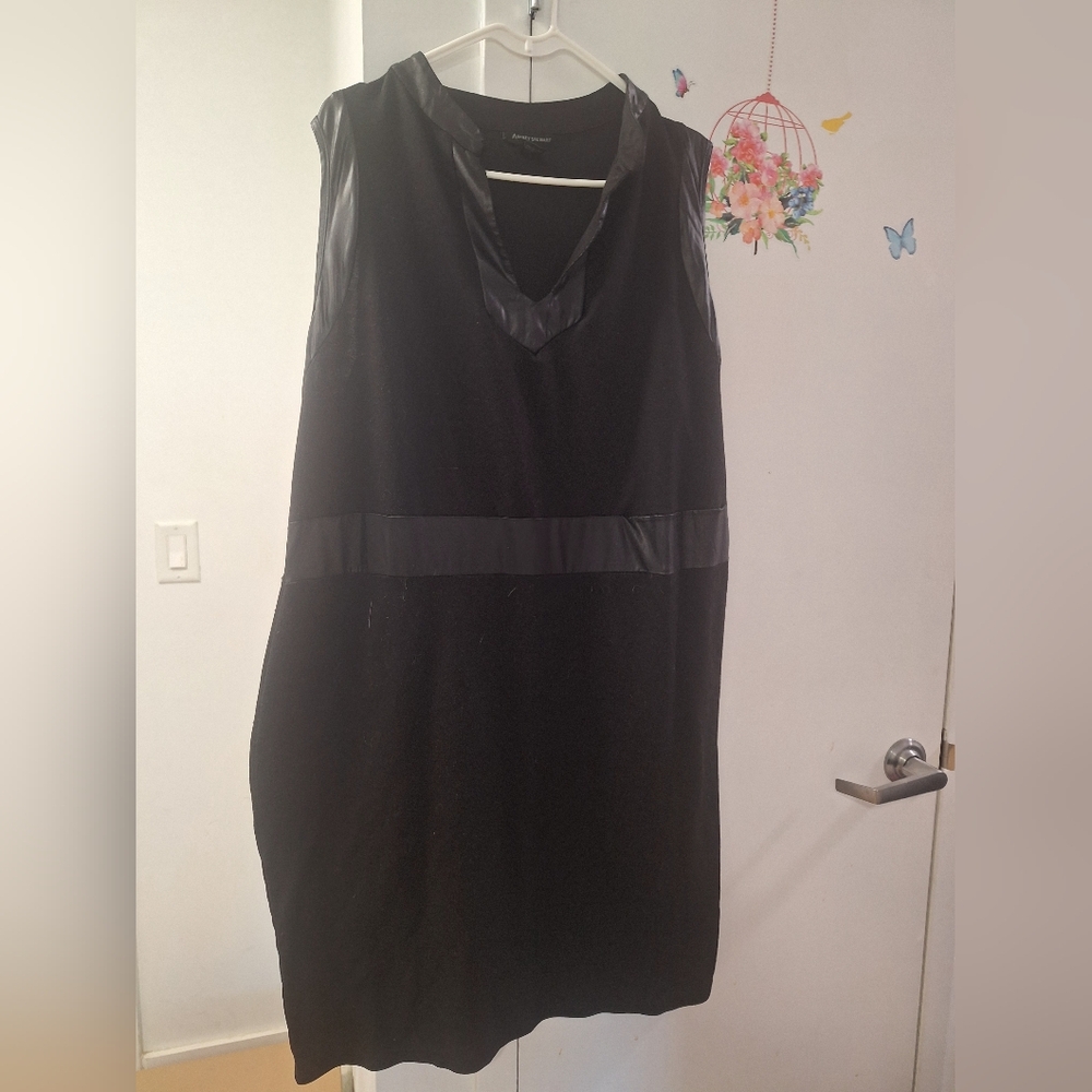 Ashley Stewart dress with faux leather trim  22/24 worn